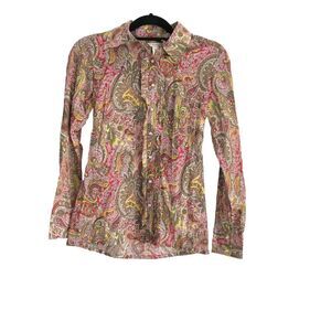 Sundance Women’s Sz XS Long Sleeve Paisley Button Up Blouse Top Shirt Multicolor